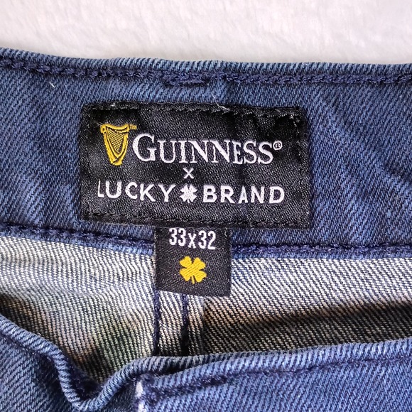 Guinness x Lucky Brand 223 Straight Leg Jeans Mens 33x32 Dark Wash Blue Denim - Picture 8 of 15